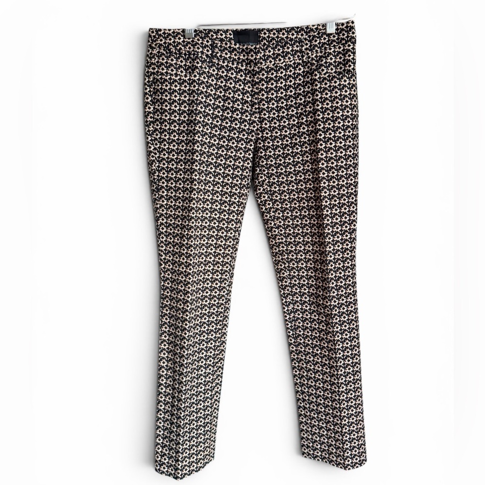 Cynthia Rowley Black & Cream Geometric Skinny Cotton Work Pants Business Casual